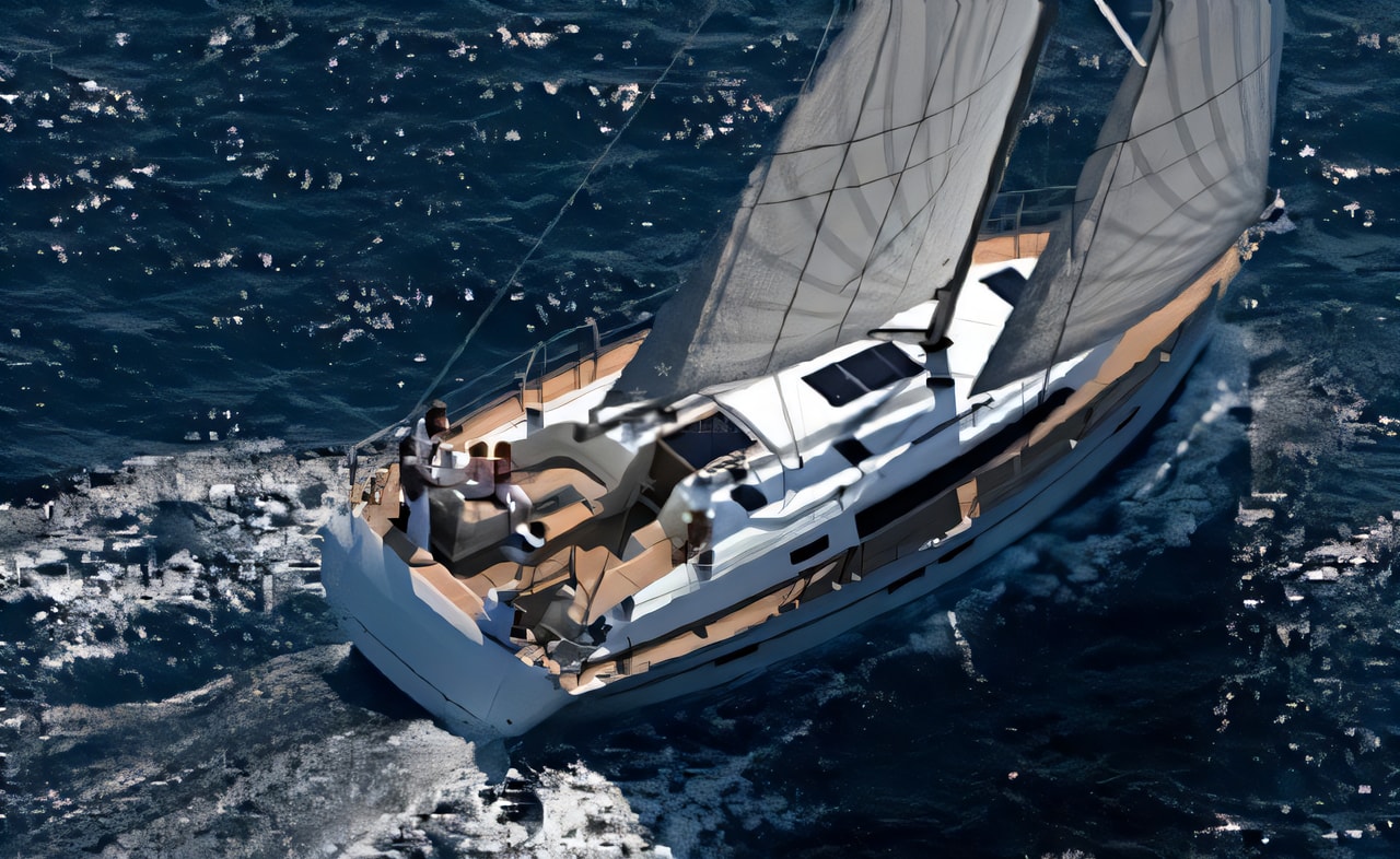 Exterior overview of Bavaria Cruiser 46 sail boat for charter from Trogir ACI Marina in the Split sailing area Croatia