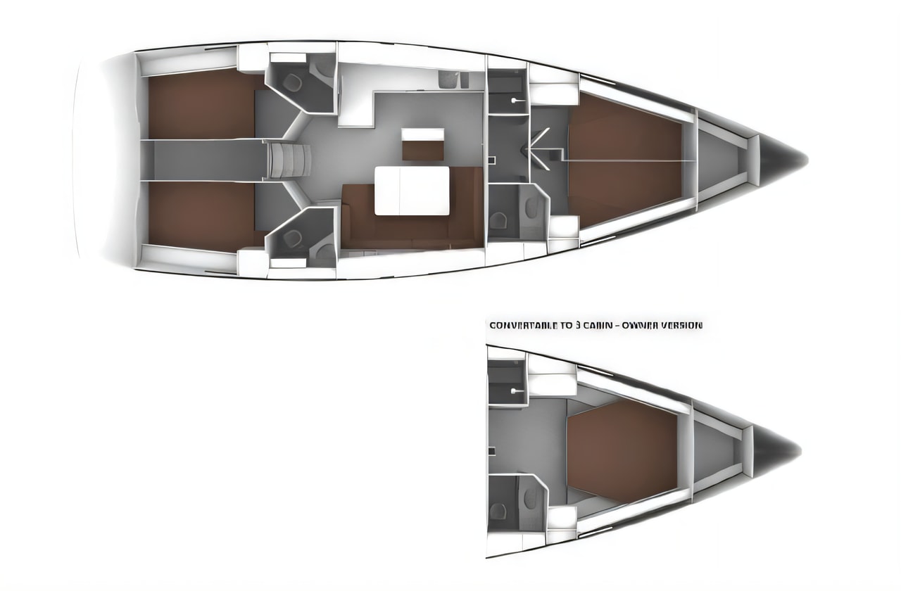 Interior of Bavaria Cruiser 46 sail boat with 4 cabins Croatia yacht charter