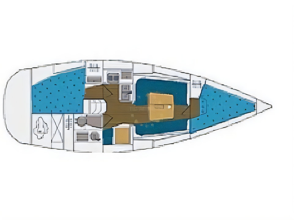Layout of Elan 333 sail boat with 2 cabins Croatia yacht charter