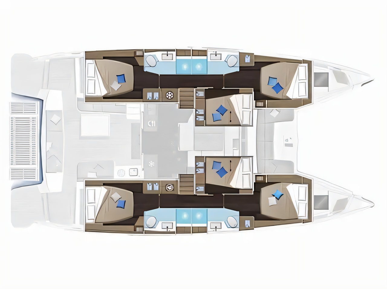 Interior of Lagoon 51- 6 cab catamaran with 7 cabins Croatia yacht charter