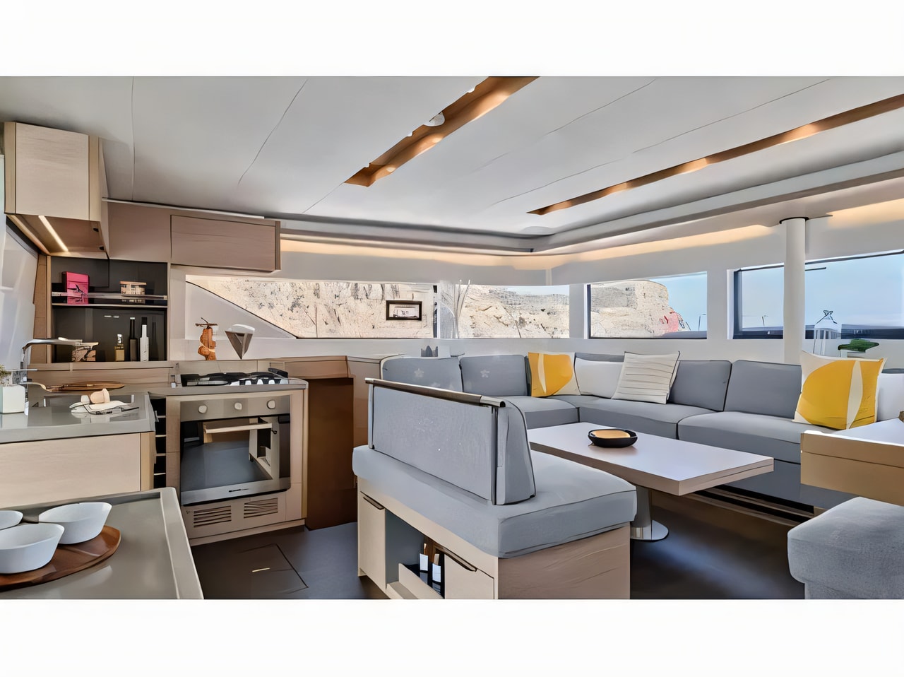 Layout of Lagoon 51- 6 cab catamaran with 7 cabins Croatia yacht charter