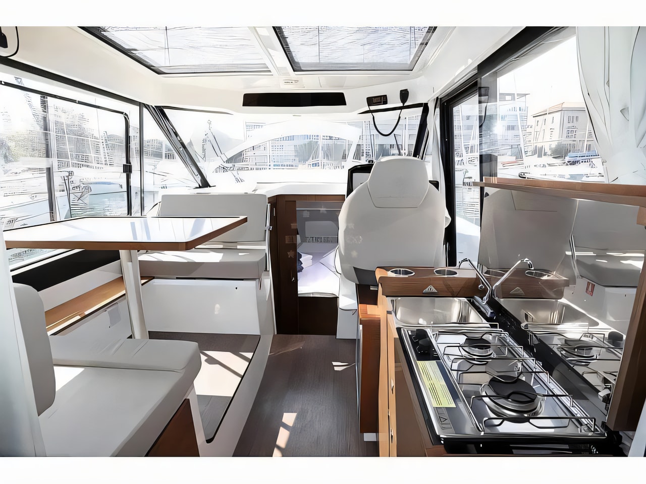 Layout of Merry Fisher 895 motor boat with 2 cabins Croatia yacht charter