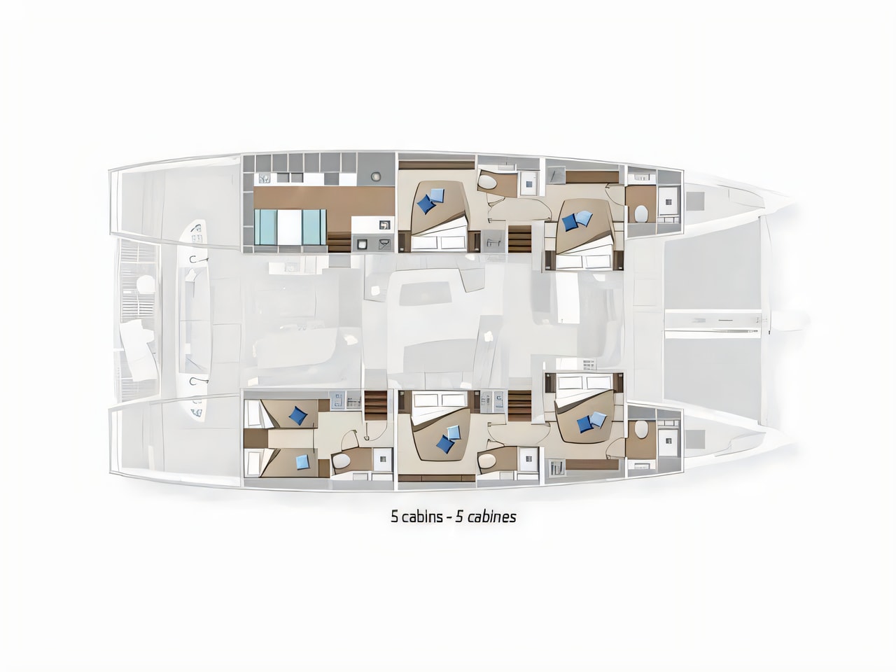 Interior of Lagoon Sixty 5 catamaran with 4 cabins Croatia yacht charter