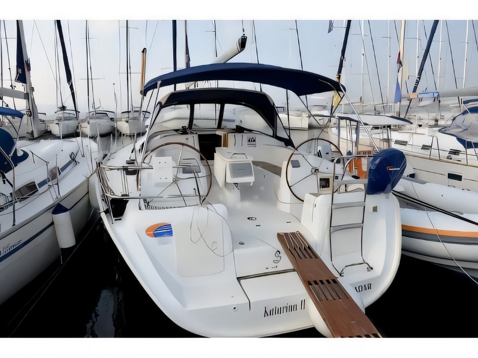 Exterior overview of Cyclades 43.4 sail boat for charter from Biograd Marina Kornati in the Kornati sailing area Croatia