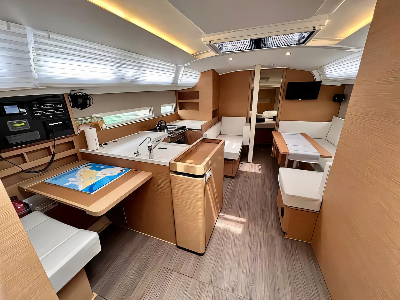 Layout of Sun Odyssey 410 sail boat with 3 cabins Croatia yacht charter
