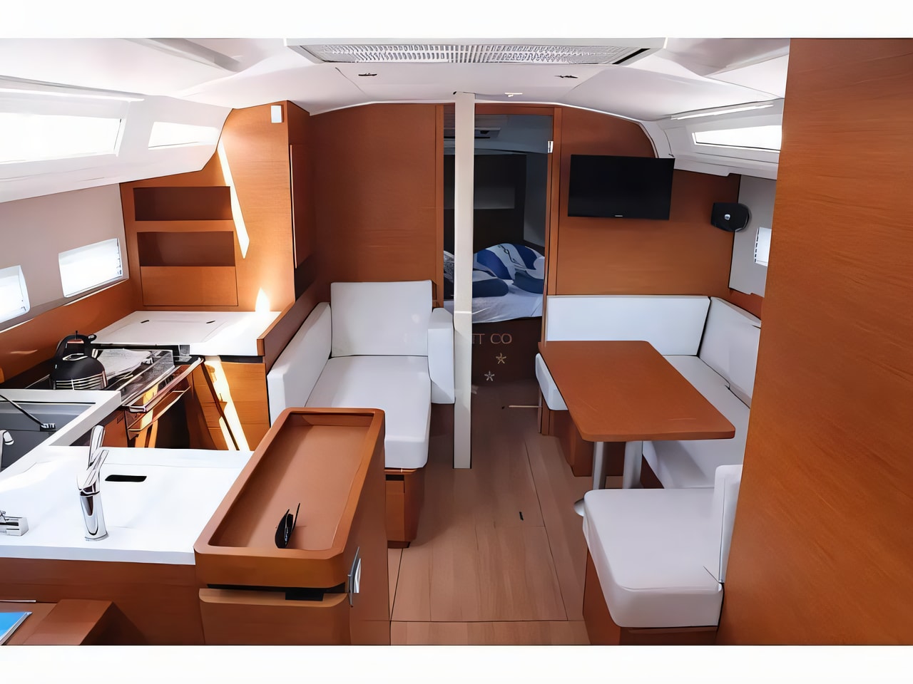 Layout of Sun Odyssey 410 sail boat with 3 cabins Croatia yacht charter