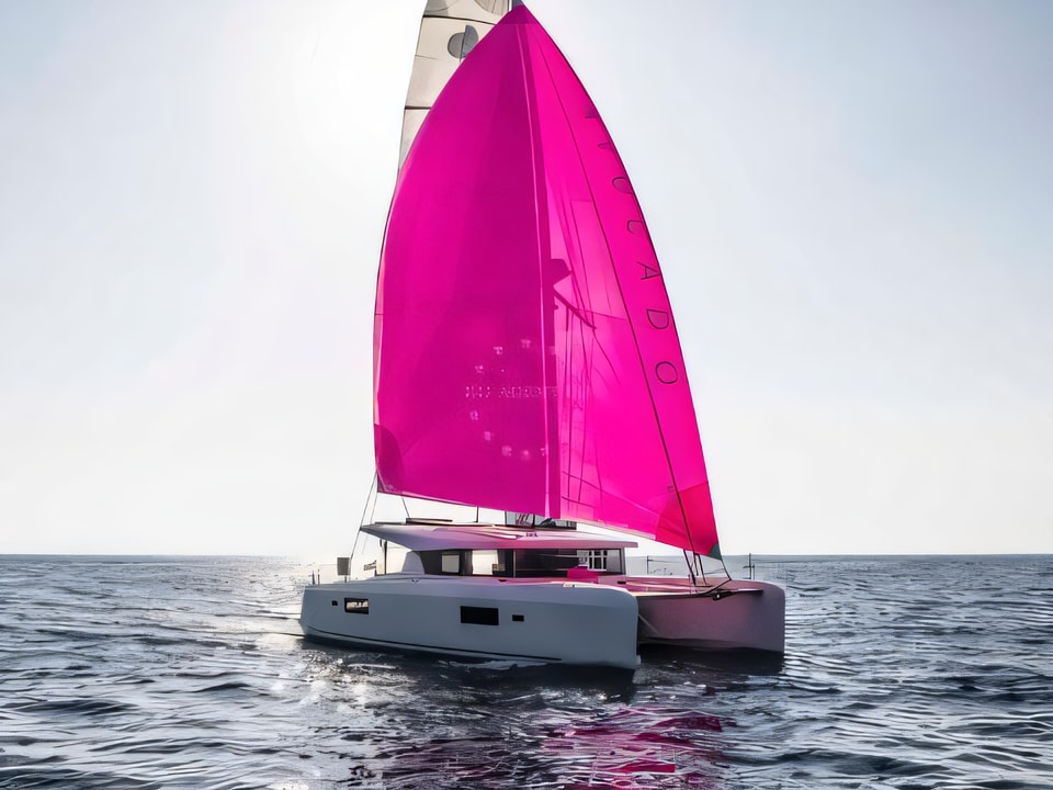 Exterior overview of Lagoon 42 catamaran for charter from Split Marina Zenta in the Split sailing area Croatia