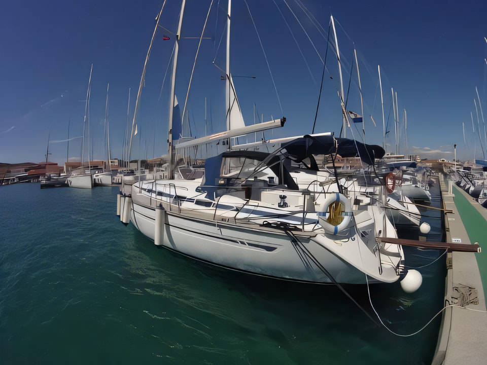 Exterior overview of Bavaria 50 sail boat for charter from Vodice ACI Marina in the Sibenik sailing area Croatia