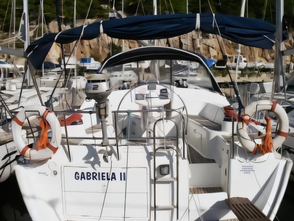 Exterior overview of Sun Odyssey 43DS sail boat for charter from Vodice ACI Marina in the Sibenik sailing area Croatia