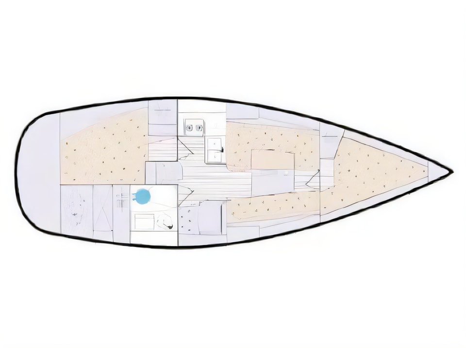 Layout of Elan 333 sail boat with 2 cabins Croatia yacht charter