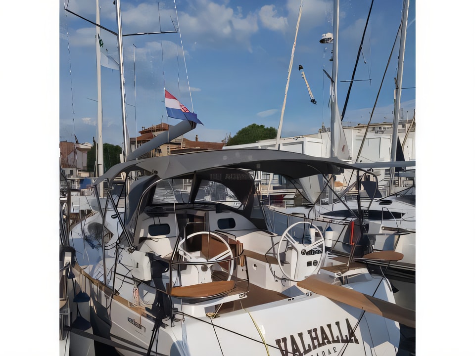 Exterior overview of Elan Impression 40 sail boat for charter from Zadar Marina Zadar in the Zadar sailing area Croatia