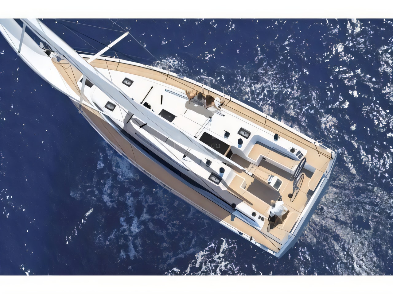 Exterior overview of Bavaria C42 sail boat for charter from Sukosan Marina Dalmacija in the Kornati sailing area Croatia