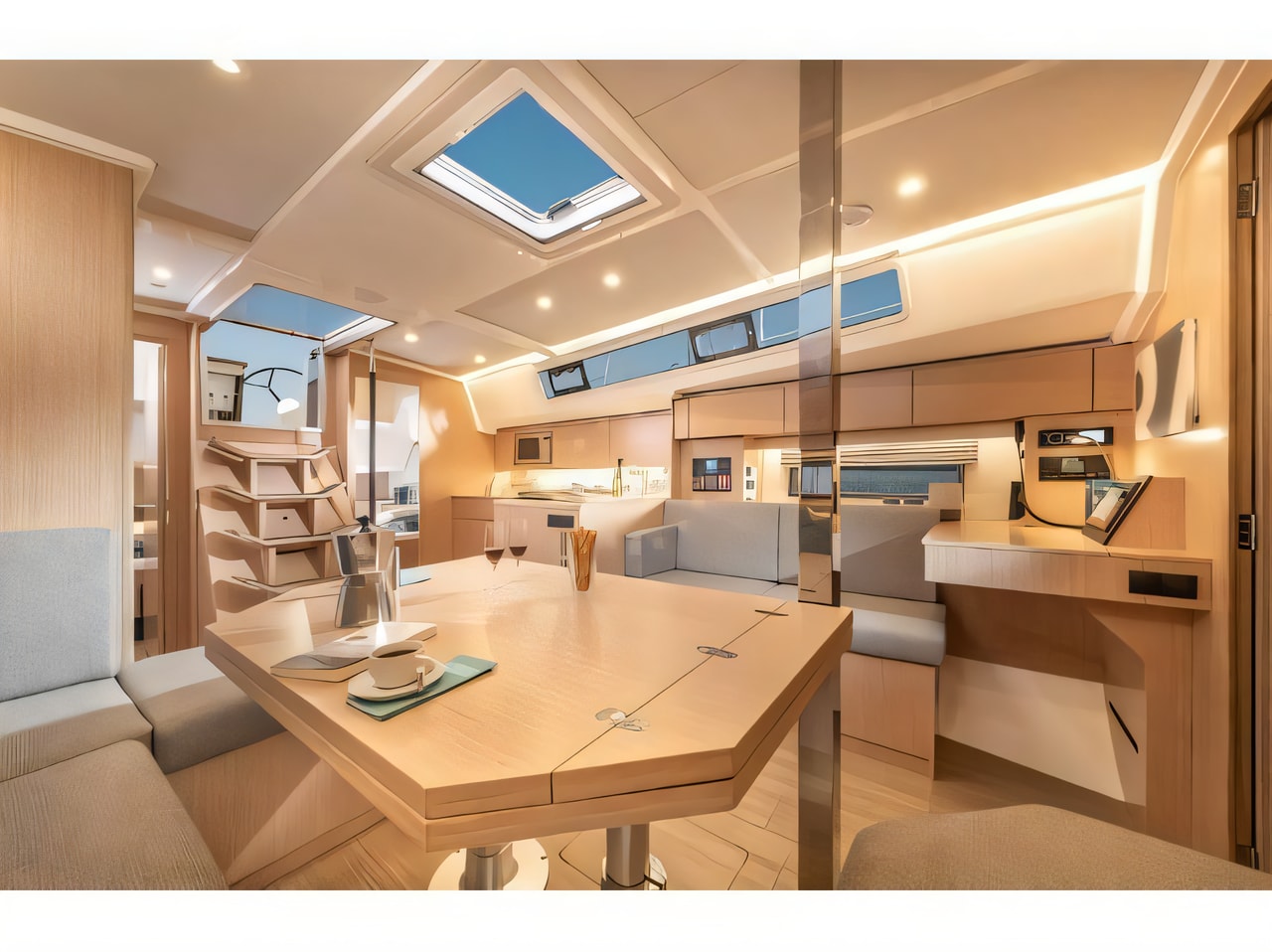 Layout of Bavaria C42 sail boat with 3 cabins Croatia yacht charter