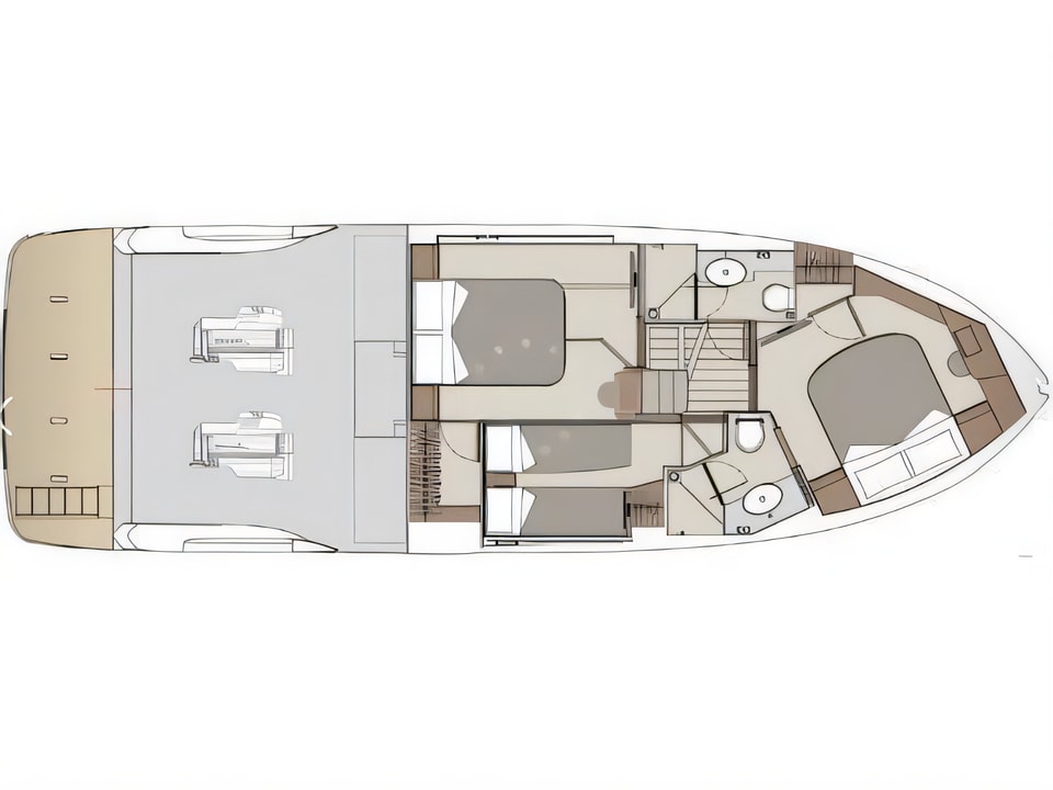 Absolute 47 Fly yacht layout 3 cabins Croatia charter