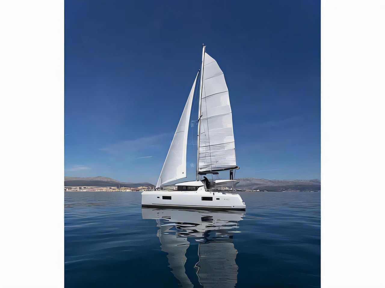 Exterior overview of Lagoon 42 catamaran for charter from Rogoznica Marina Frapa in the Sibenik sailing area Croatia