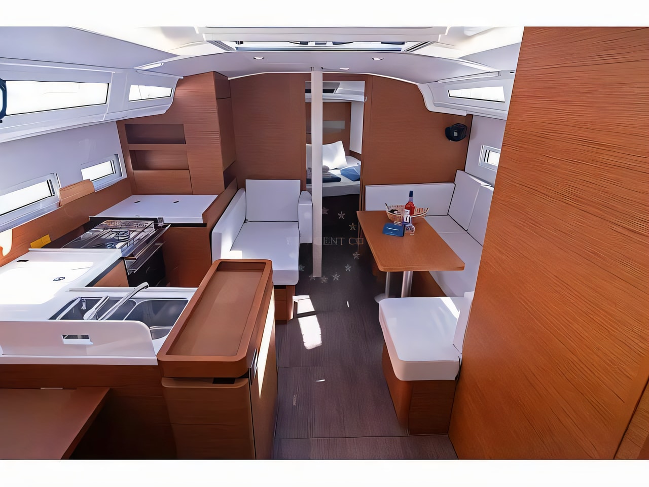 Layout of Sun Odyssey 410 sail boat with 3 cabins Croatia yacht charter