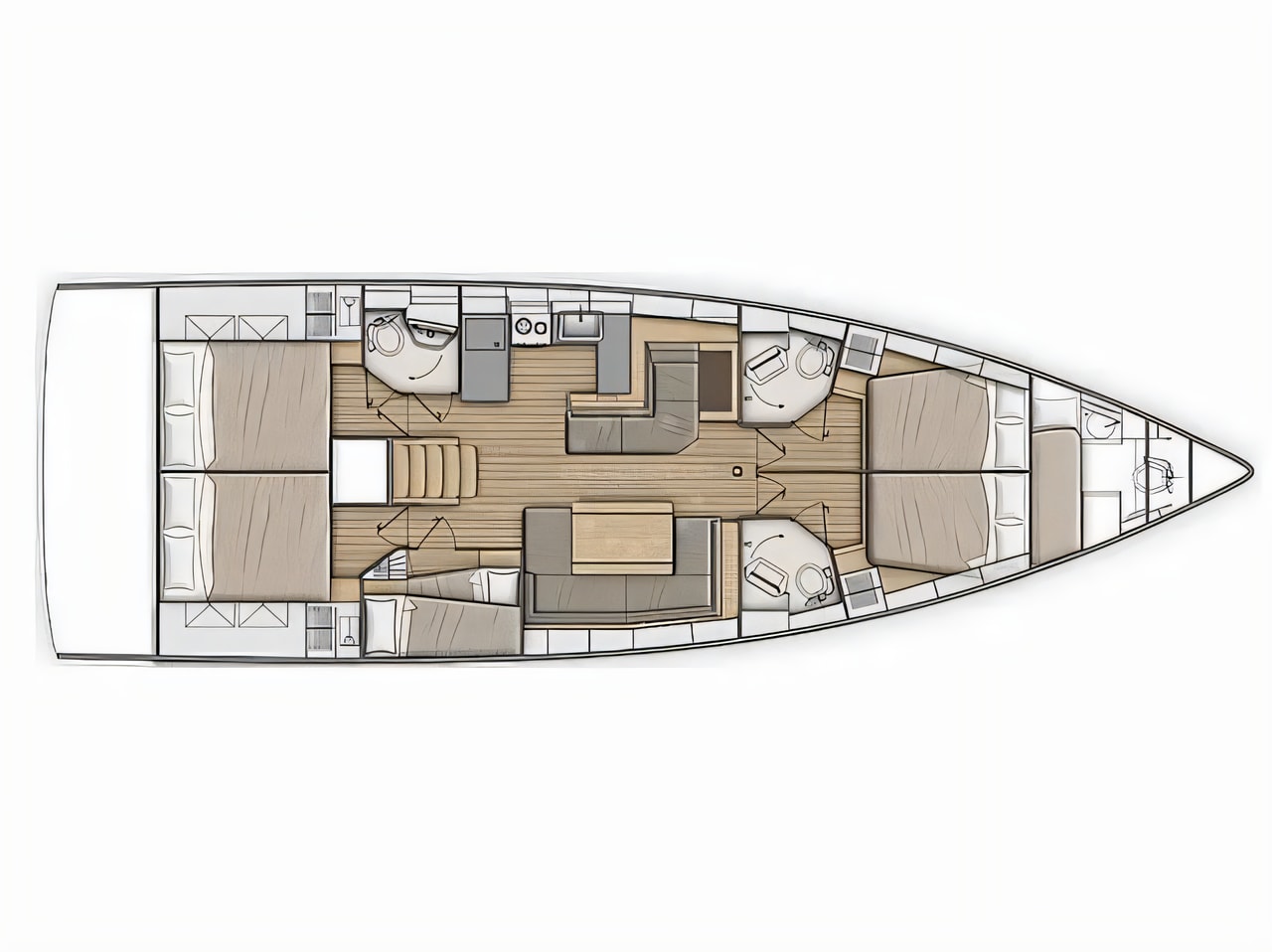 Interior of Oceanis 51.1 sail boat with 5 cabins Croatia yacht charter
