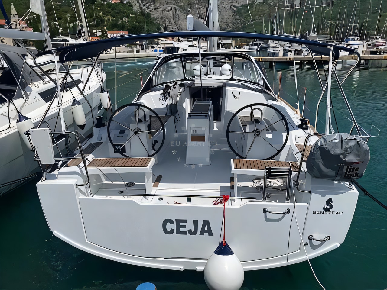 Exterior overview of Oceanis 38.1 sail boat for charter from Dubrovnik ACI Marina in the Dubrovnik sailing area Croatia