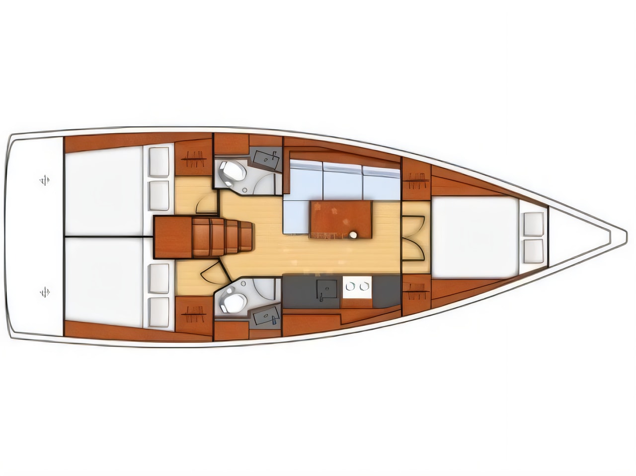Interior of Oceanis 38.1 sail boat with 3 cabins Croatia yacht charter