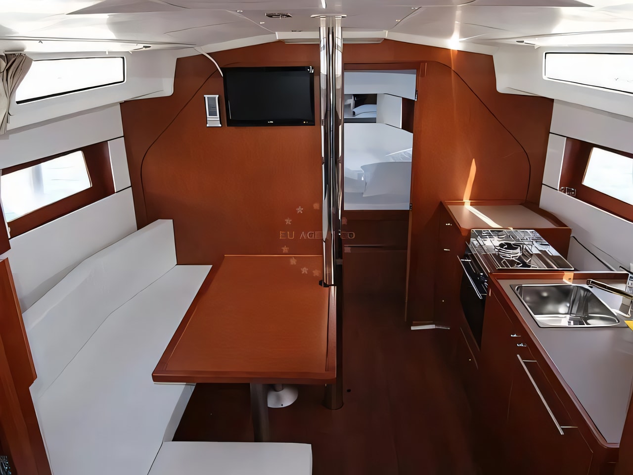 Layout of Oceanis 38.1 sail boat with 3 cabins Croatia yacht charter