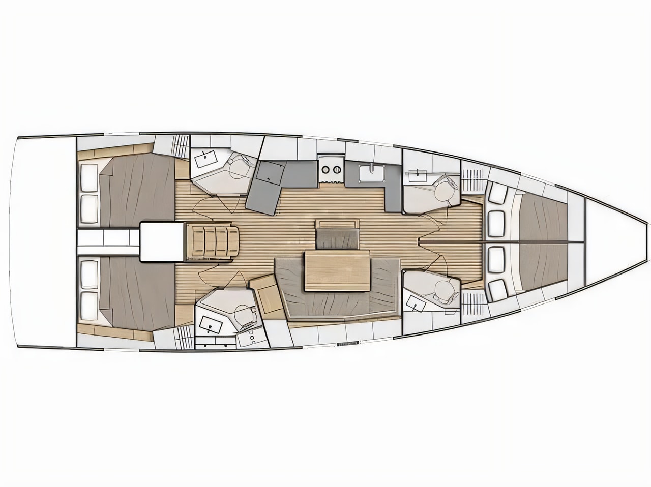 Interior of Oceanis 46.1 sail boat with 4 cabins Croatia yacht charter