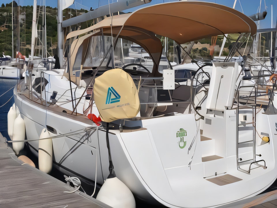 Exterior overview of Oceanis 40 sail boat for charter from Rogoznica Marina Frapa in the Sibenik sailing area Croatia