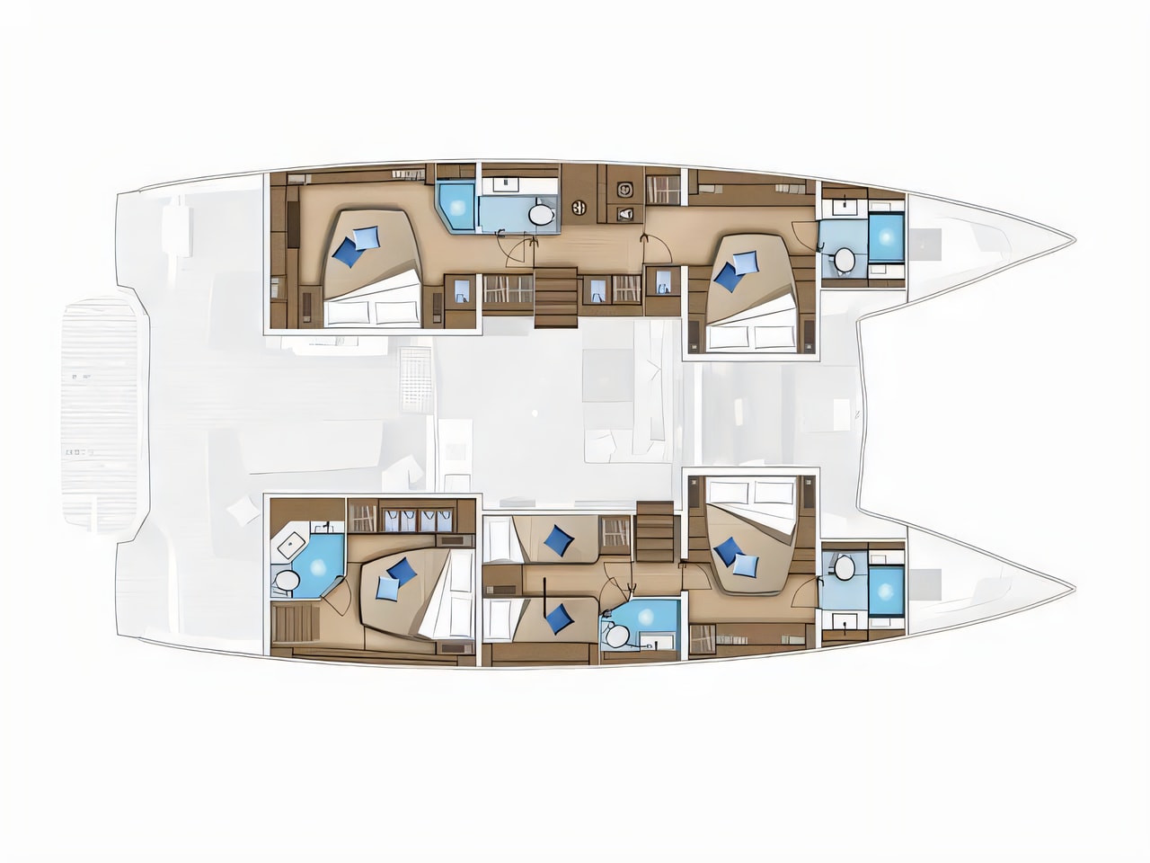 Interior of Lagoon 55 catamaran with 7 cabins Croatia yacht charter