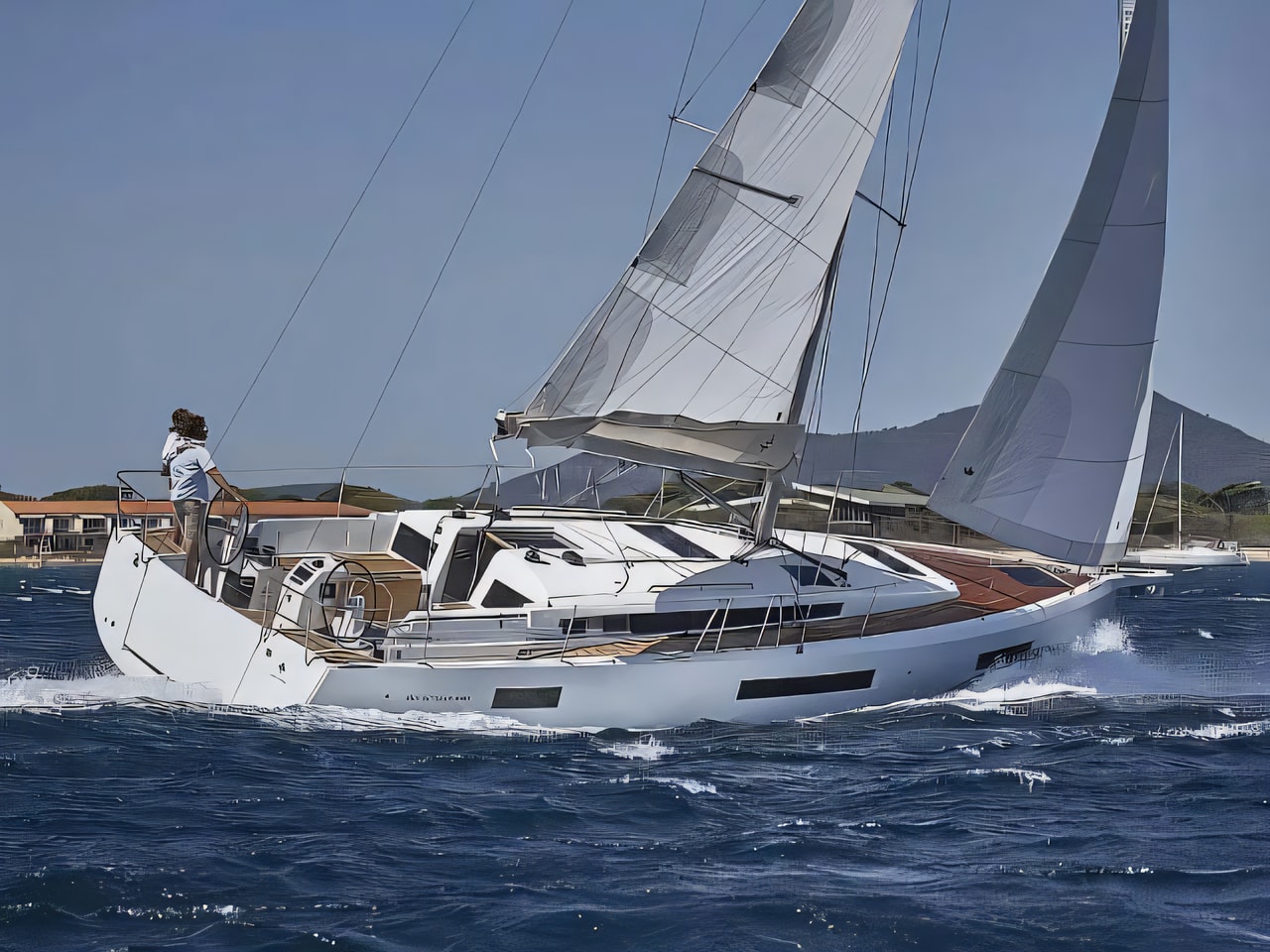 Exterior overview of Sun Odyssey 440 sail boat for charter from Drage Marina in the Zadar sailing area Croatia