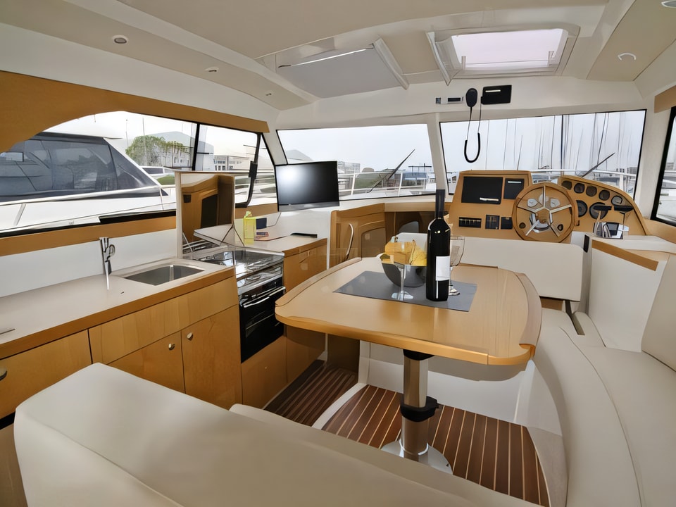 Interior of ADRIANA 36 BT motor boat with 3 cabins Croatia yacht charter