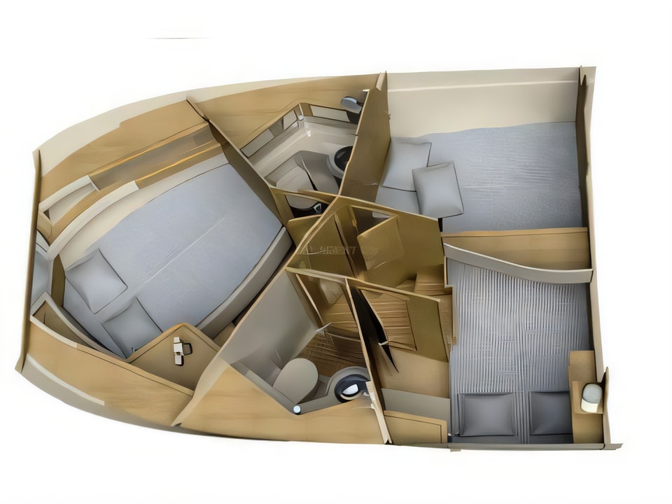 Layout of ADRIANA 36 BT motor boat with 3 cabins Croatia yacht charter