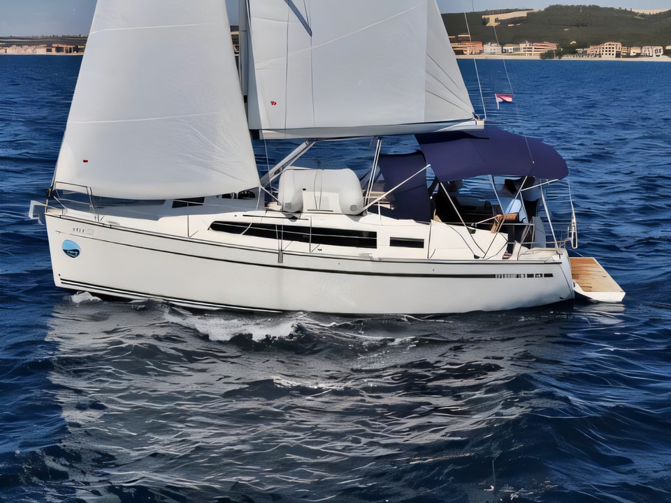 Exterior overview of BAVARIA C 34 sail boat for charter from Sukosan Marina Dalmacija in the Zadar sailing area Croatia