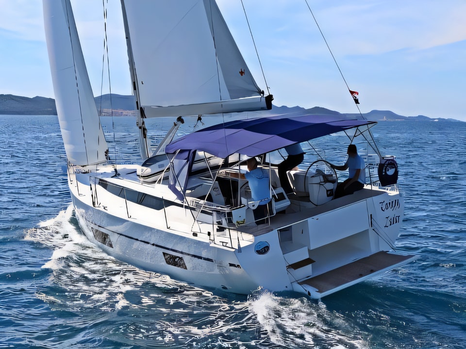 Exterior overview of BAVARIA C 45 BT sail boat for charter from Sukosan Marina Dalmacija in the Zadar sailing area Croatia