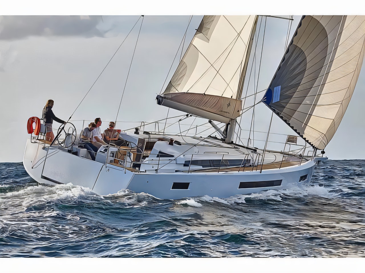 Exterior overview of Sun Odyssey 490 sail boat for charter from Drage Marina in the Zadar sailing area Croatia