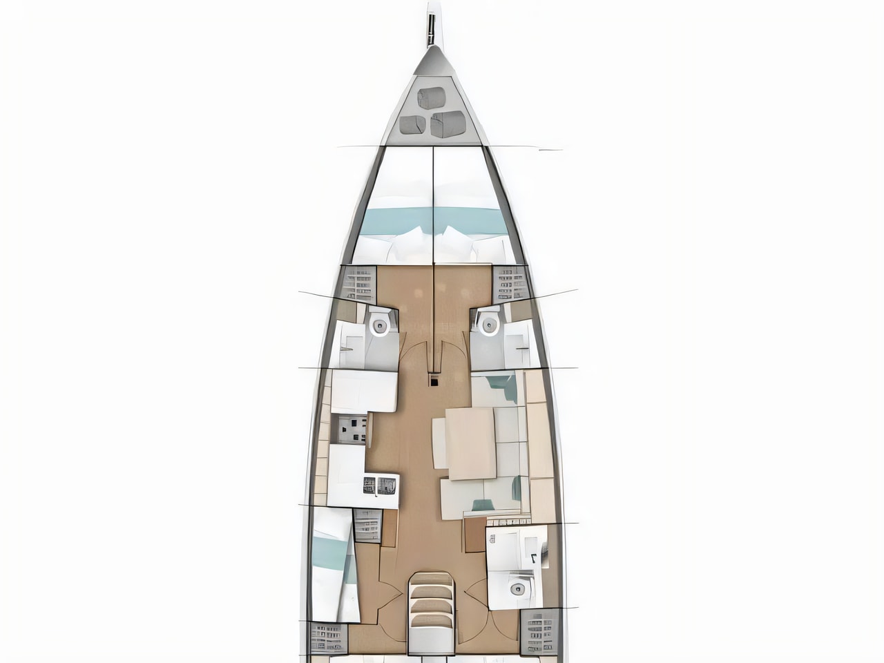 Interior of Sun Odyssey 490 sail boat with 5 cabins Croatia yacht charter
