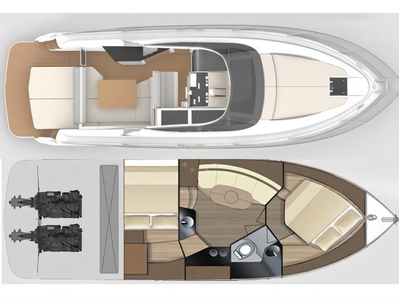 Interior of Focus Power 36 Hard Top motor boat with 2 cabins Croatia yacht charter