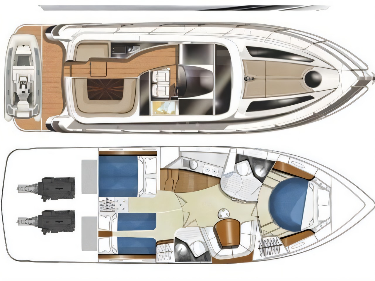 Interior of Focus Power 44 Hard Top motor boat with 3 cabins Croatia yacht charter