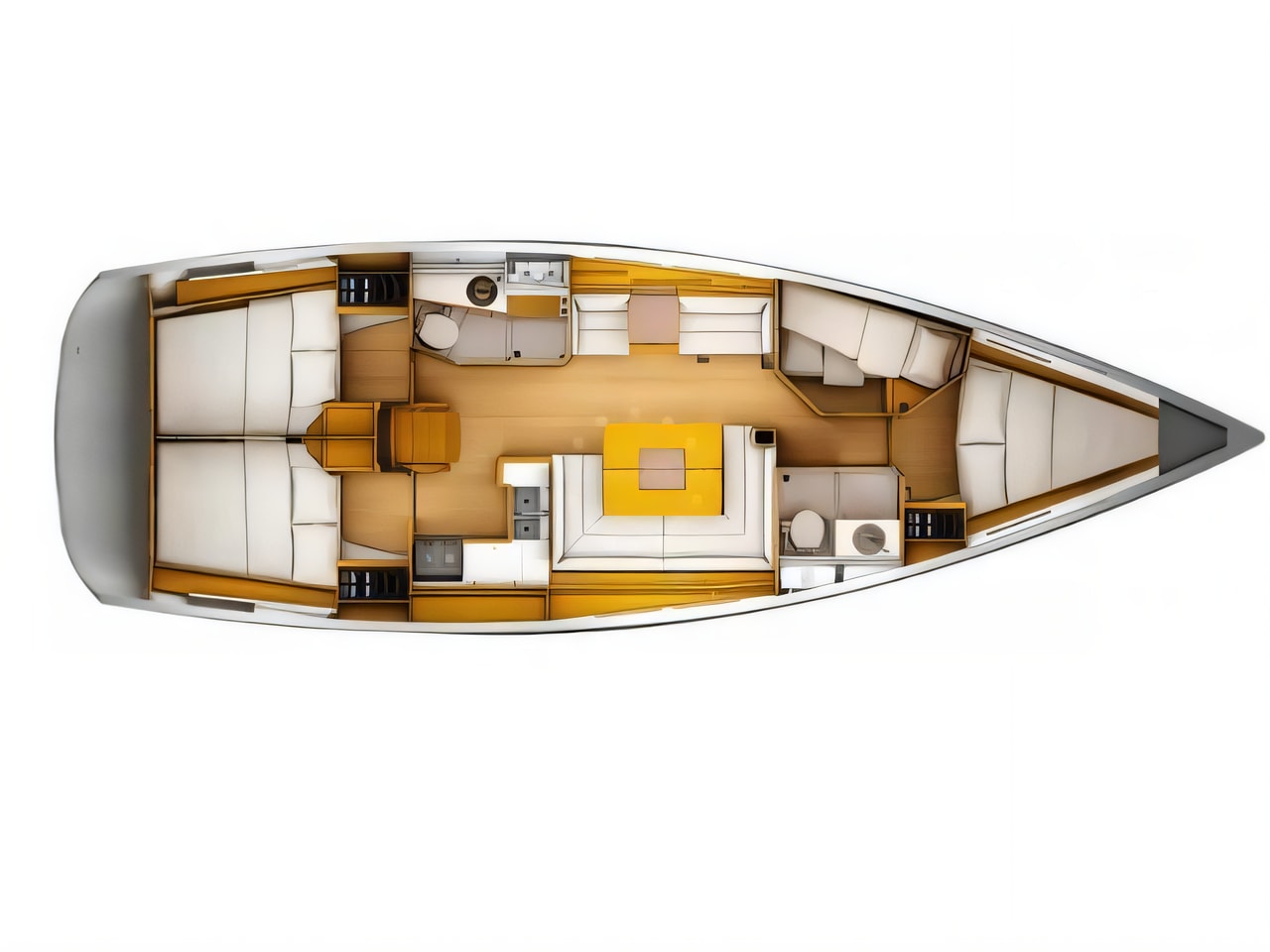 Interior of Sun Odyssey 439 sail boat with 4 cabins Croatia yacht charter