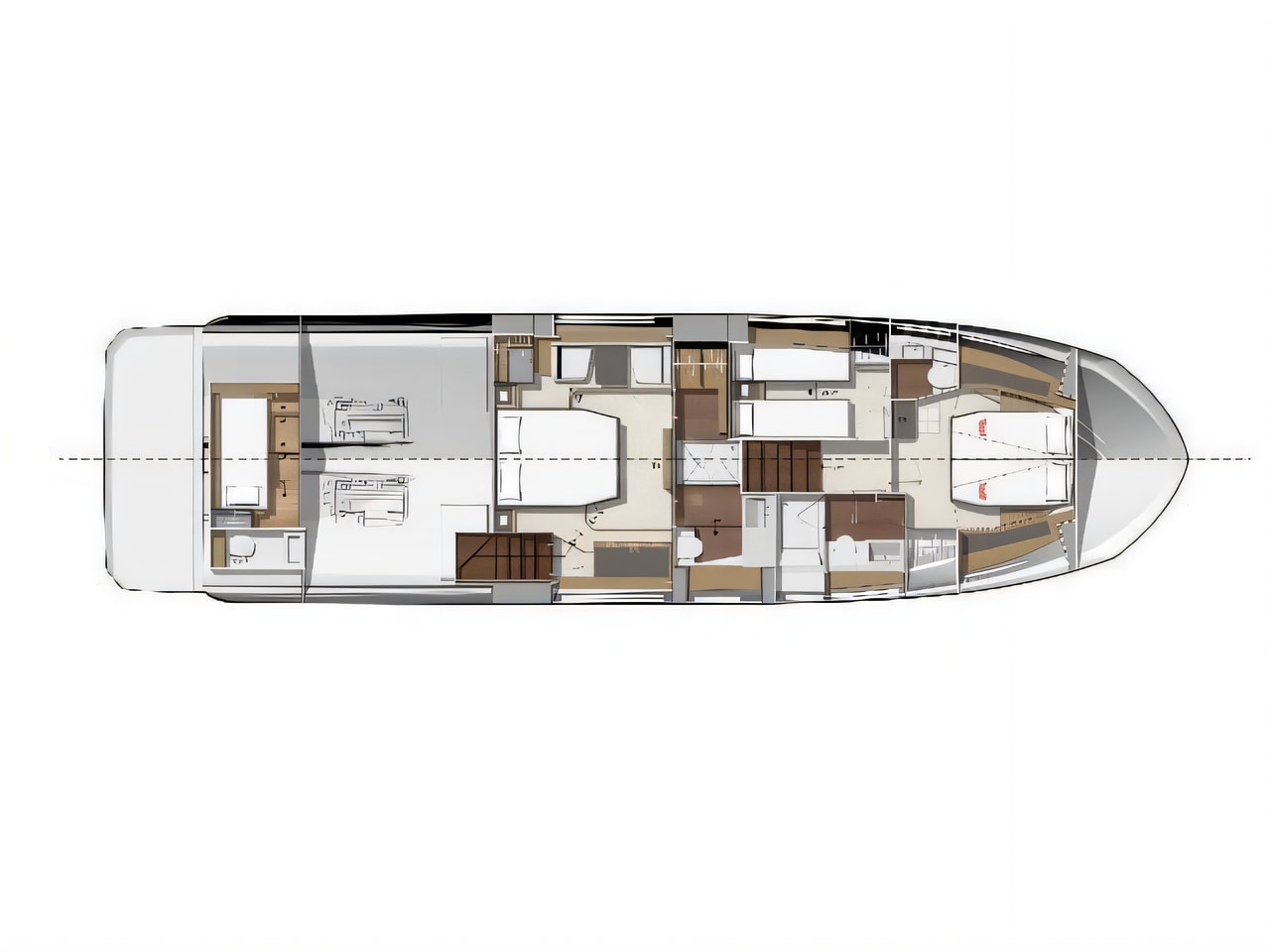 Interior of Prestige 590 Fly motoryacht with 3 cabins Croatia yacht charter