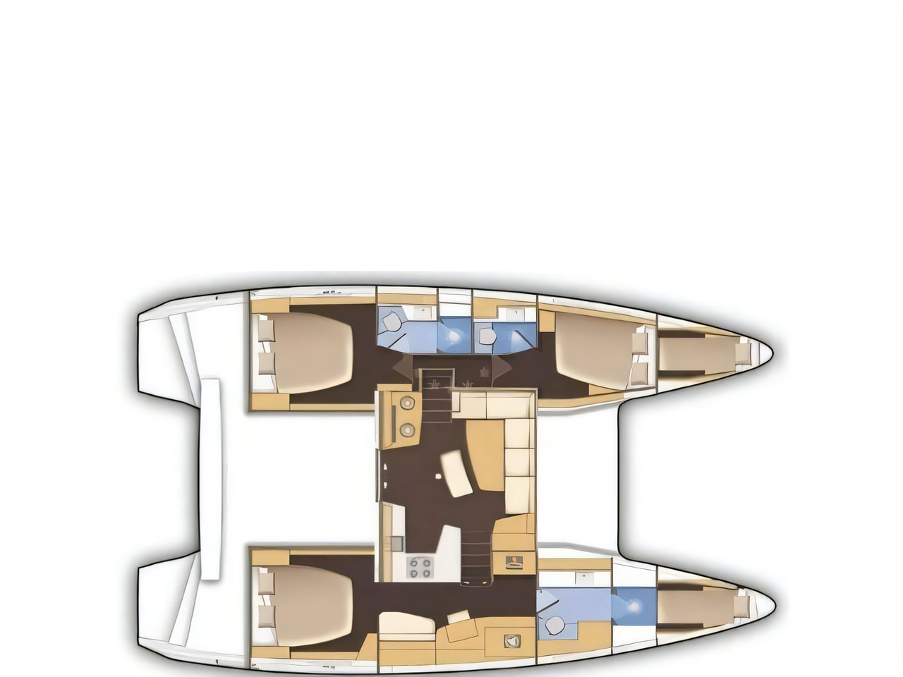 Interior of Lagoon 42 owner version catamaran with 3 cabins Croatia yacht charter