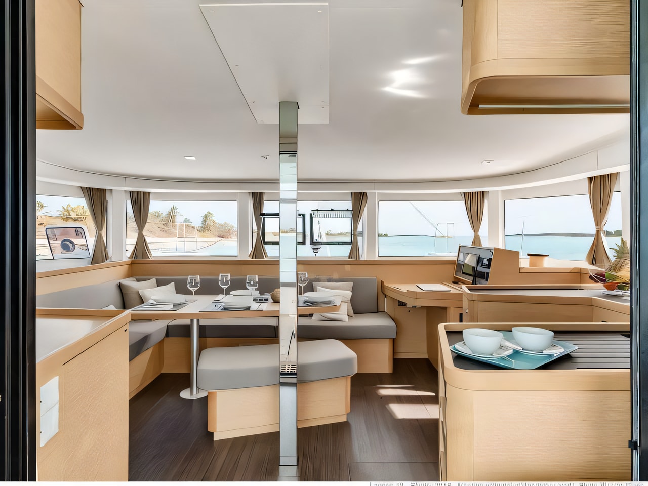 Layout of Lagoon 42 owner version catamaran with 3 cabins Croatia yacht charter
