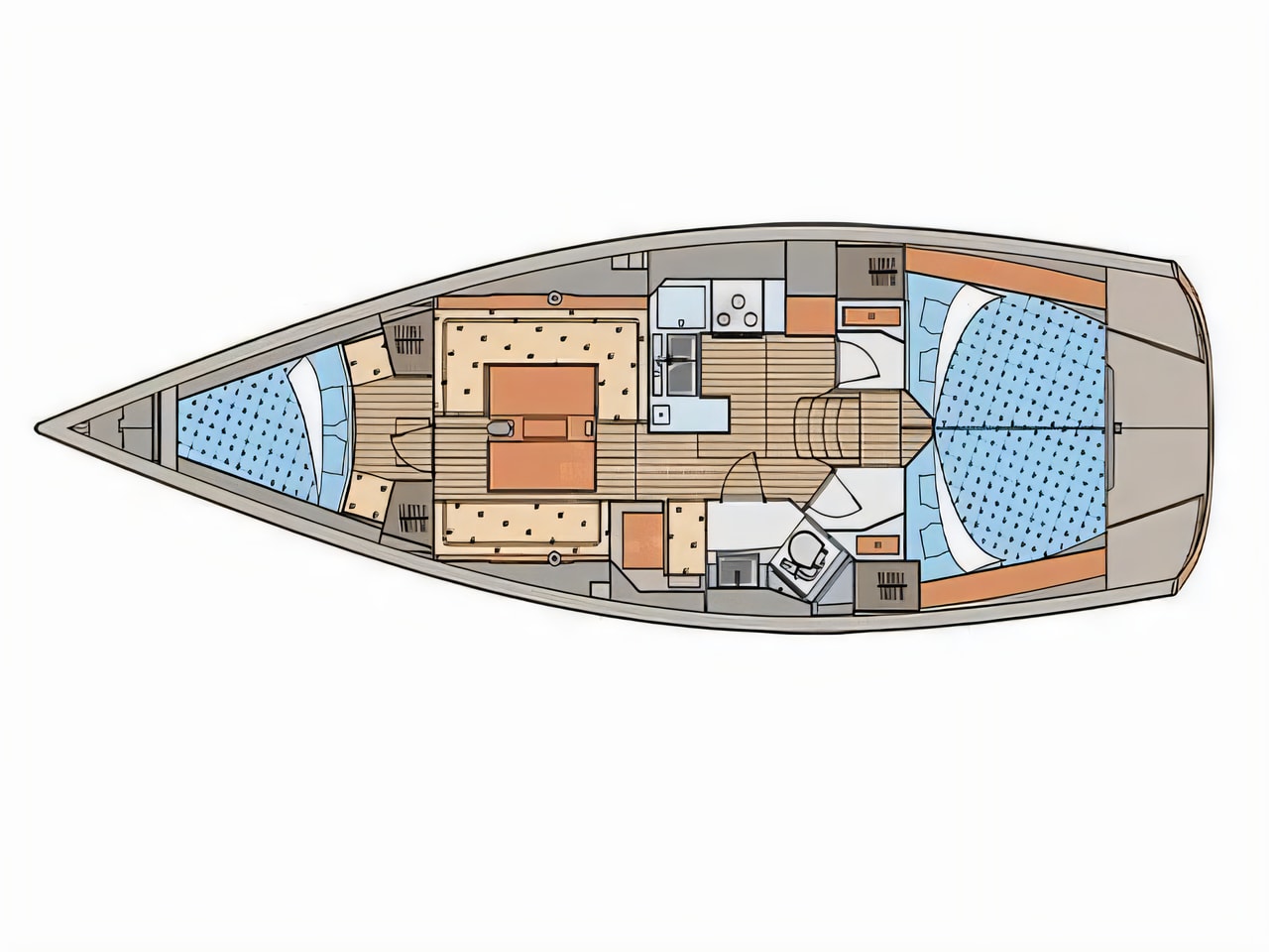 Interior of Elan 410 sail boat with 3 cabins Croatia yacht charter