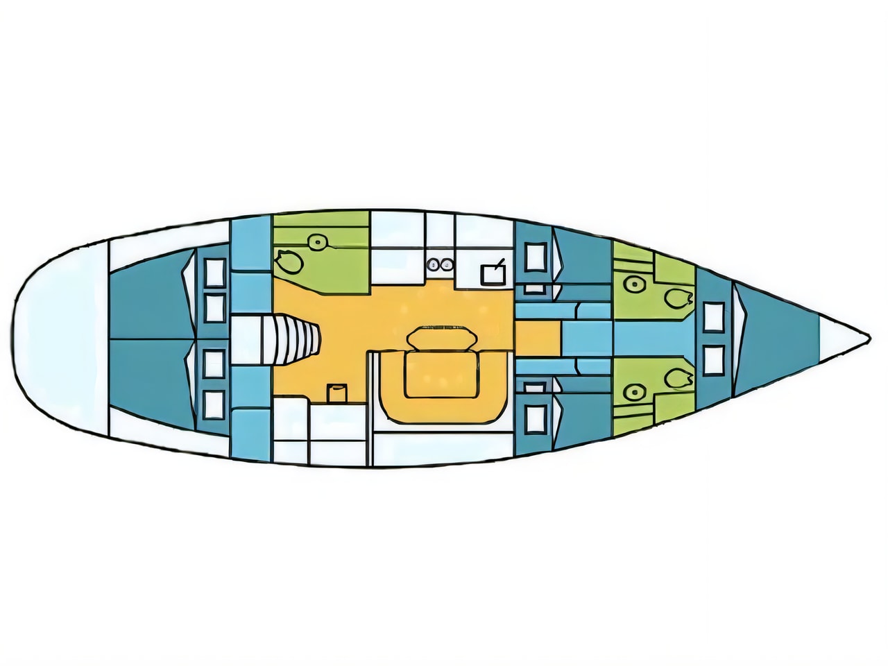 Interior of Harmony 52 sail boat with 5 cabins Croatia yacht charter