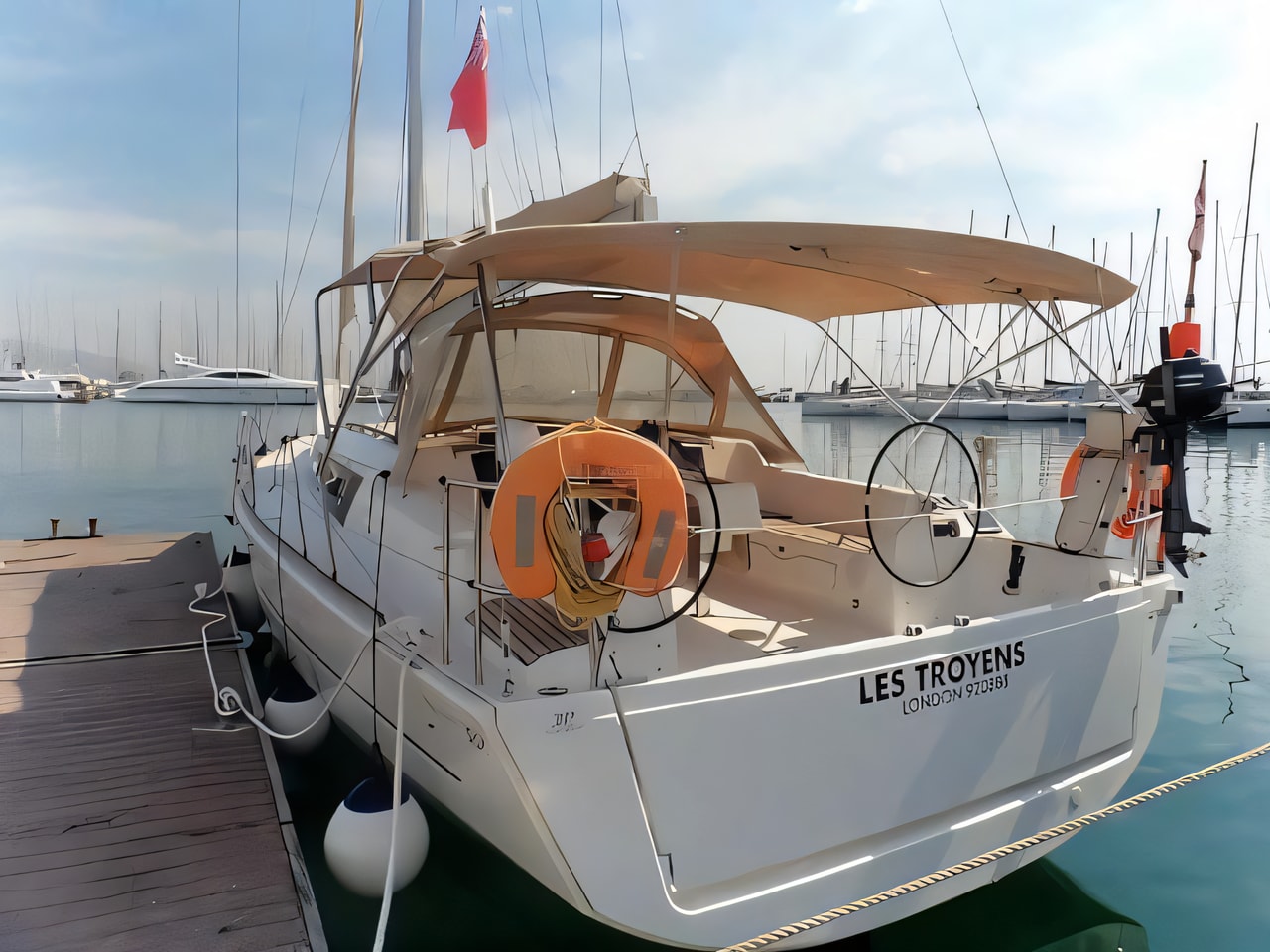 Exterior overview of Dufour 382 Grand Large sail boat for charter from Seget Donji Marina Baotic in the Split sailing area Croatia