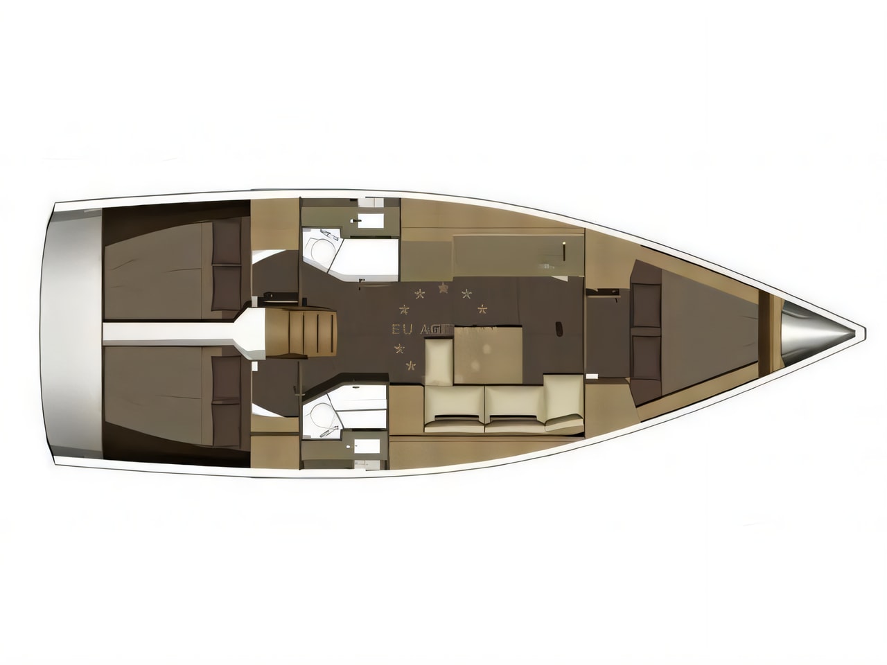 Interior of Dufour 382 Grand Large sail boat with 3 cabins Croatia yacht charter