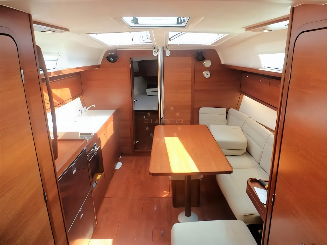 Layout of Dufour 382 Grand Large sail boat with 3 cabins Croatia yacht charter