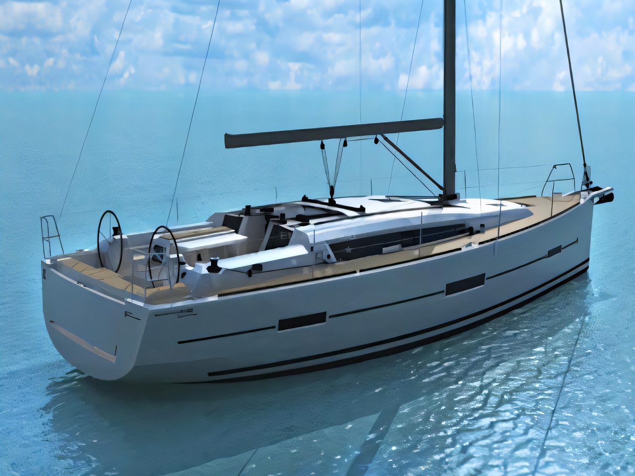 Exterior overview of Dufour 412 Grand Large sail boat for charter from Dubrovnik ACI Marina in the Dubrovnik sailing area Croatia