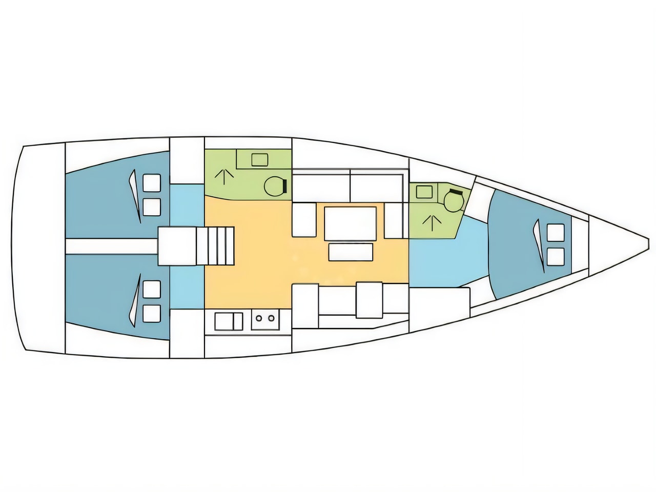 Interior of Dufour 412 Grand Large sail boat with 3 cabins Croatia yacht charter