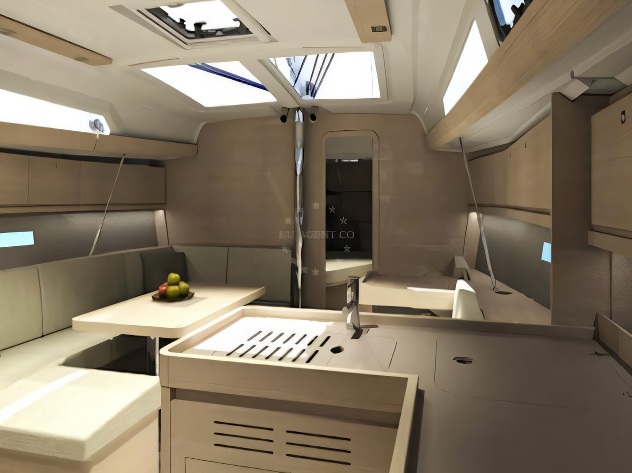 Layout of Dufour 412 Grand Large sail boat with 3 cabins Croatia yacht charter