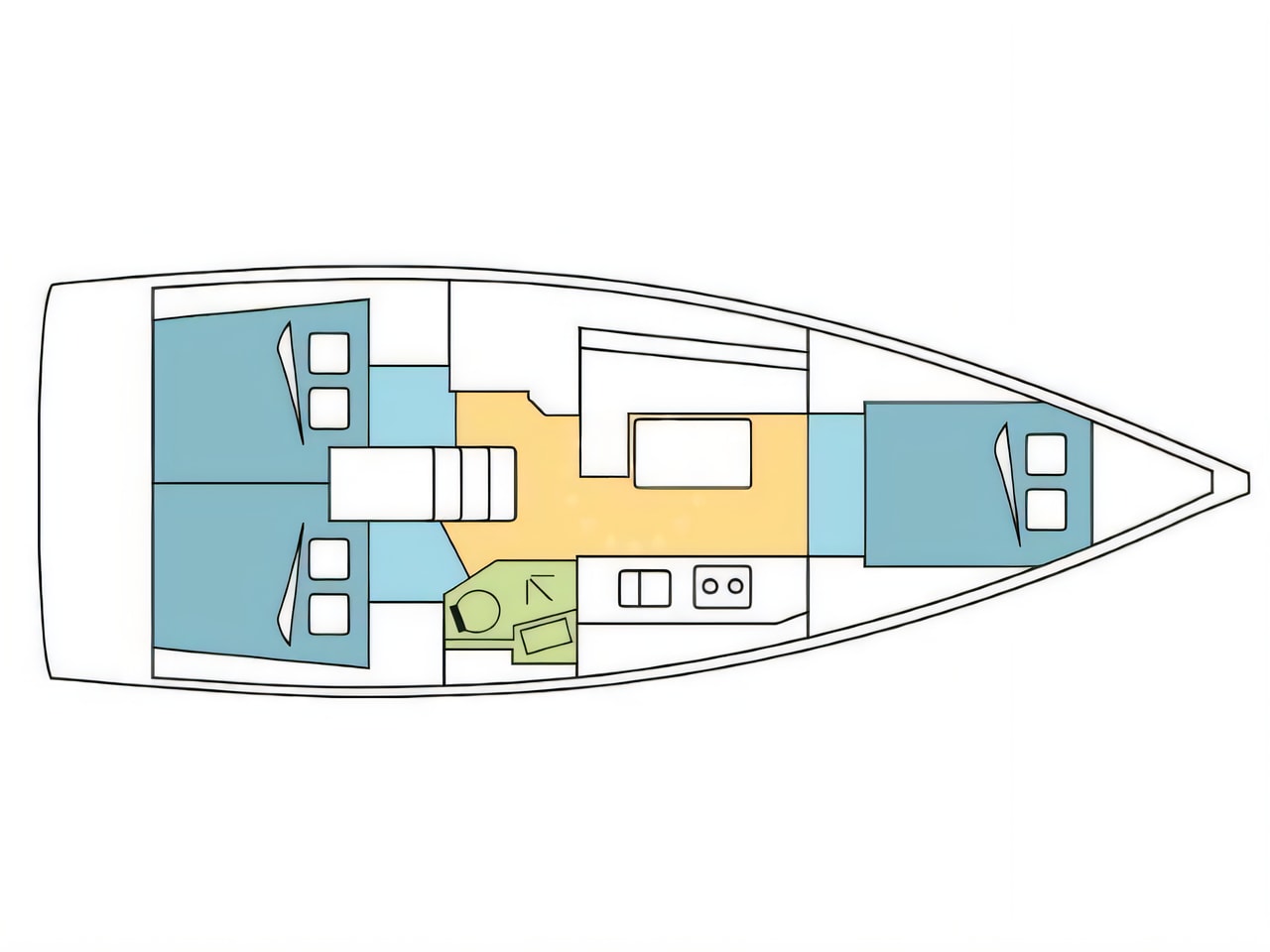 Interior of Oceanis 38.1 sail boat with 3 cabins Croatia yacht charter