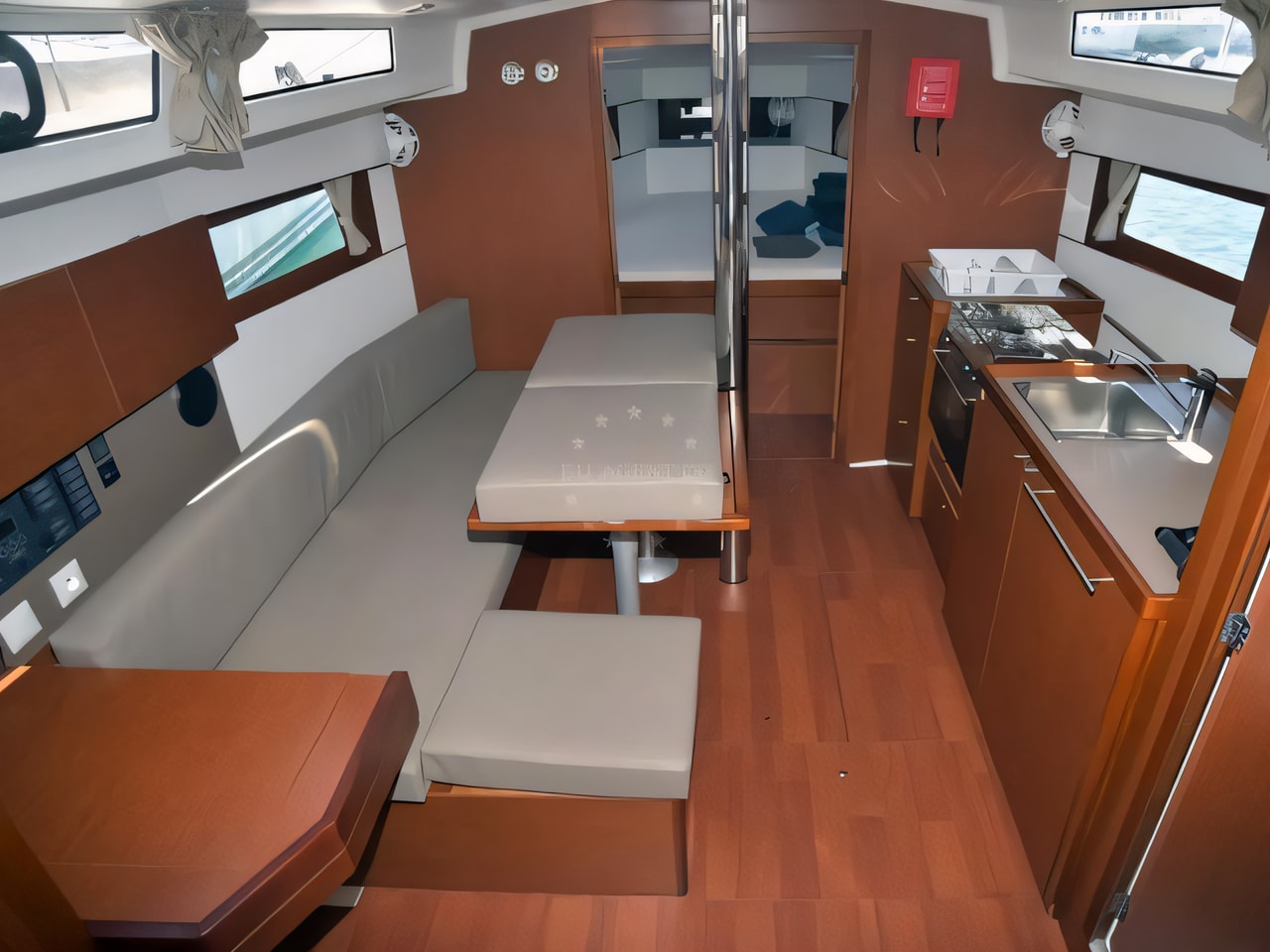 Layout of Oceanis 38.1 sail boat with 3 cabins Croatia yacht charter